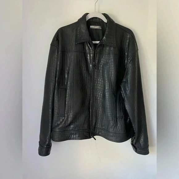Jason Bunin Leather Jacket Men’s Large Black Motorcycle Y2K Vintage